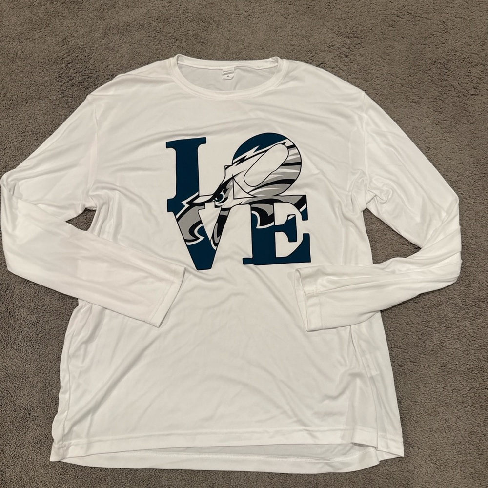 Sport-Tek White Long Sleeve Tee with Blue Graphic
